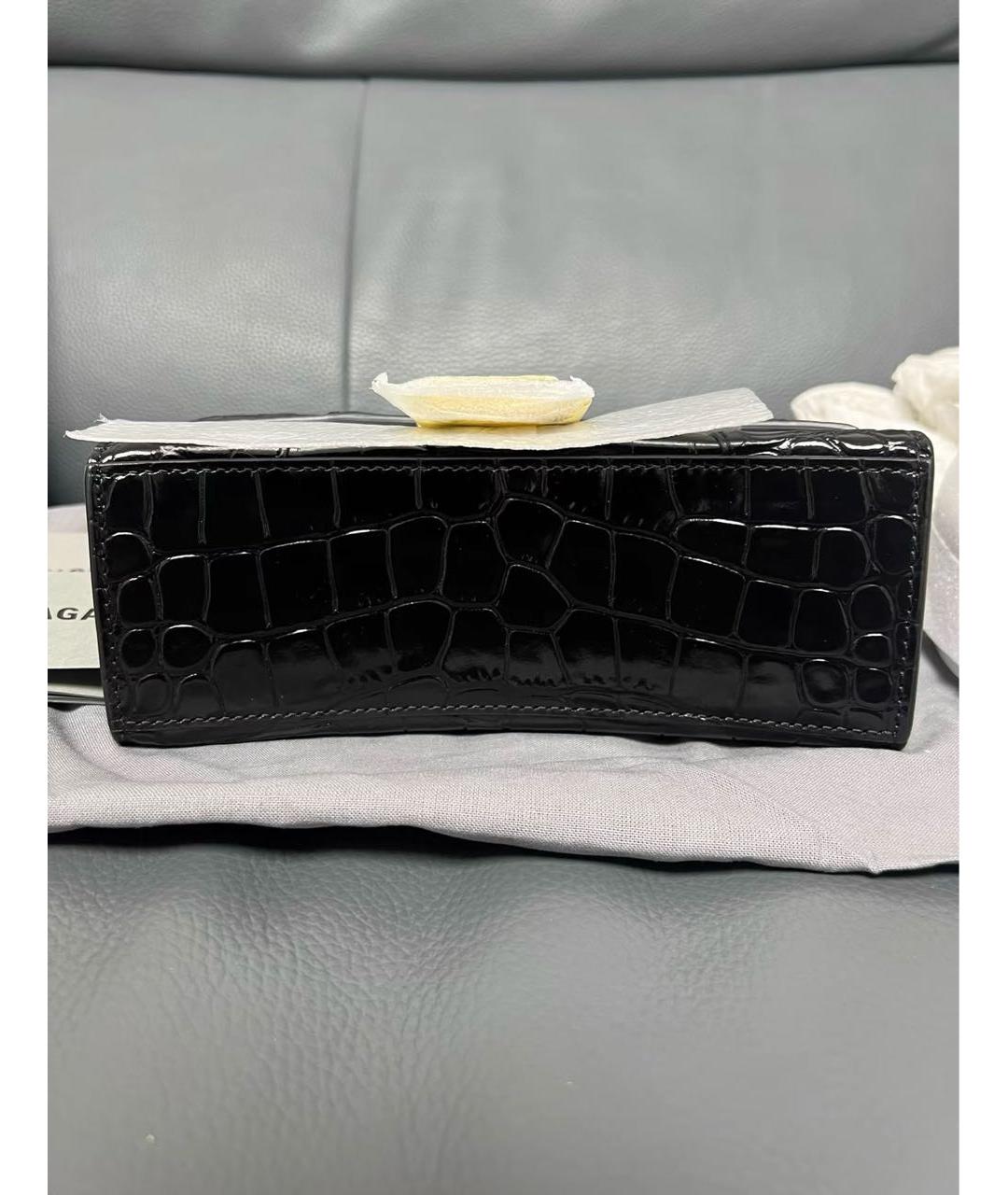 BALENCIAGA Черная сумка с короткими ручками из лакированной кожи, фото 5