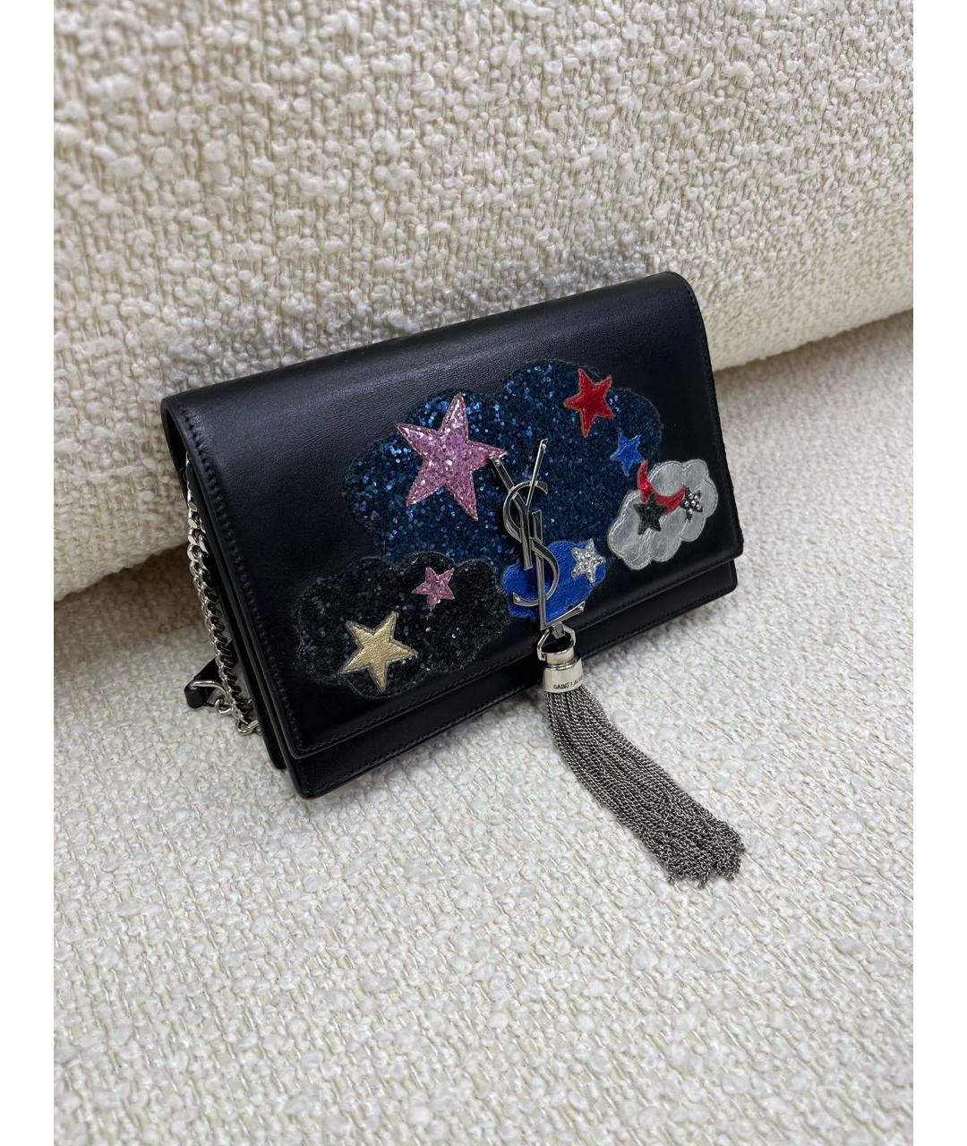 SAINT LAURENT Черная кожаная сумка через плечо, фото 2