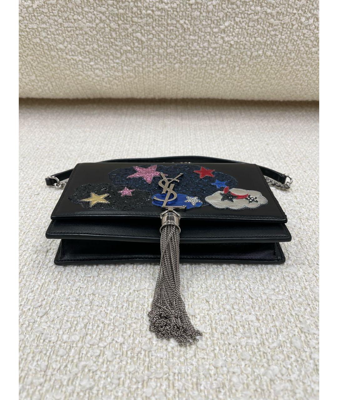 SAINT LAURENT Черная кожаная сумка через плечо, фото 5