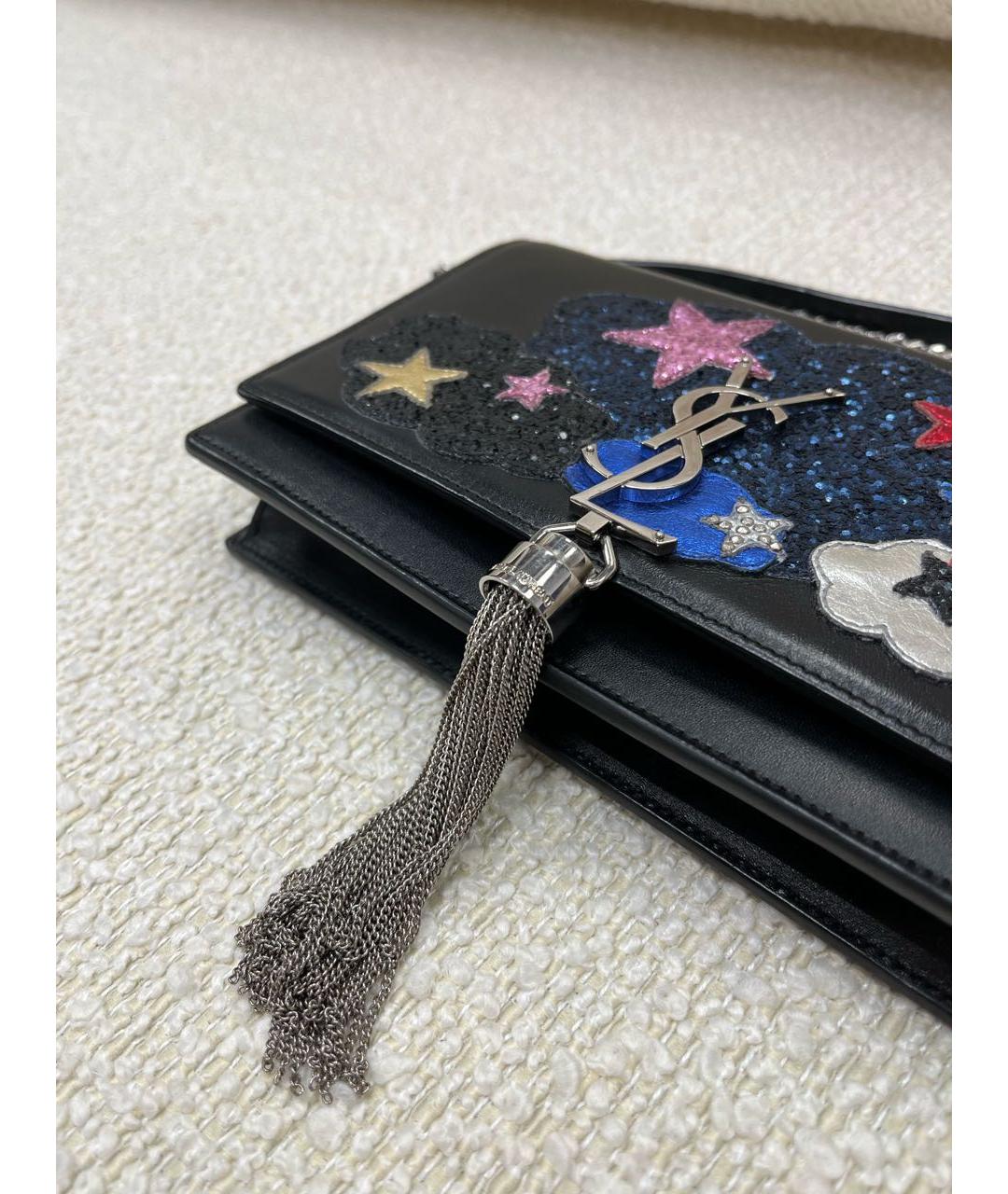 SAINT LAURENT Черная кожаная сумка через плечо, фото 7