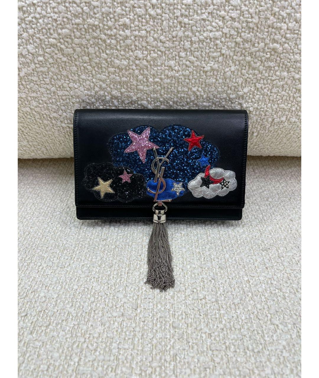 SAINT LAURENT Черная кожаная сумка через плечо, фото 9