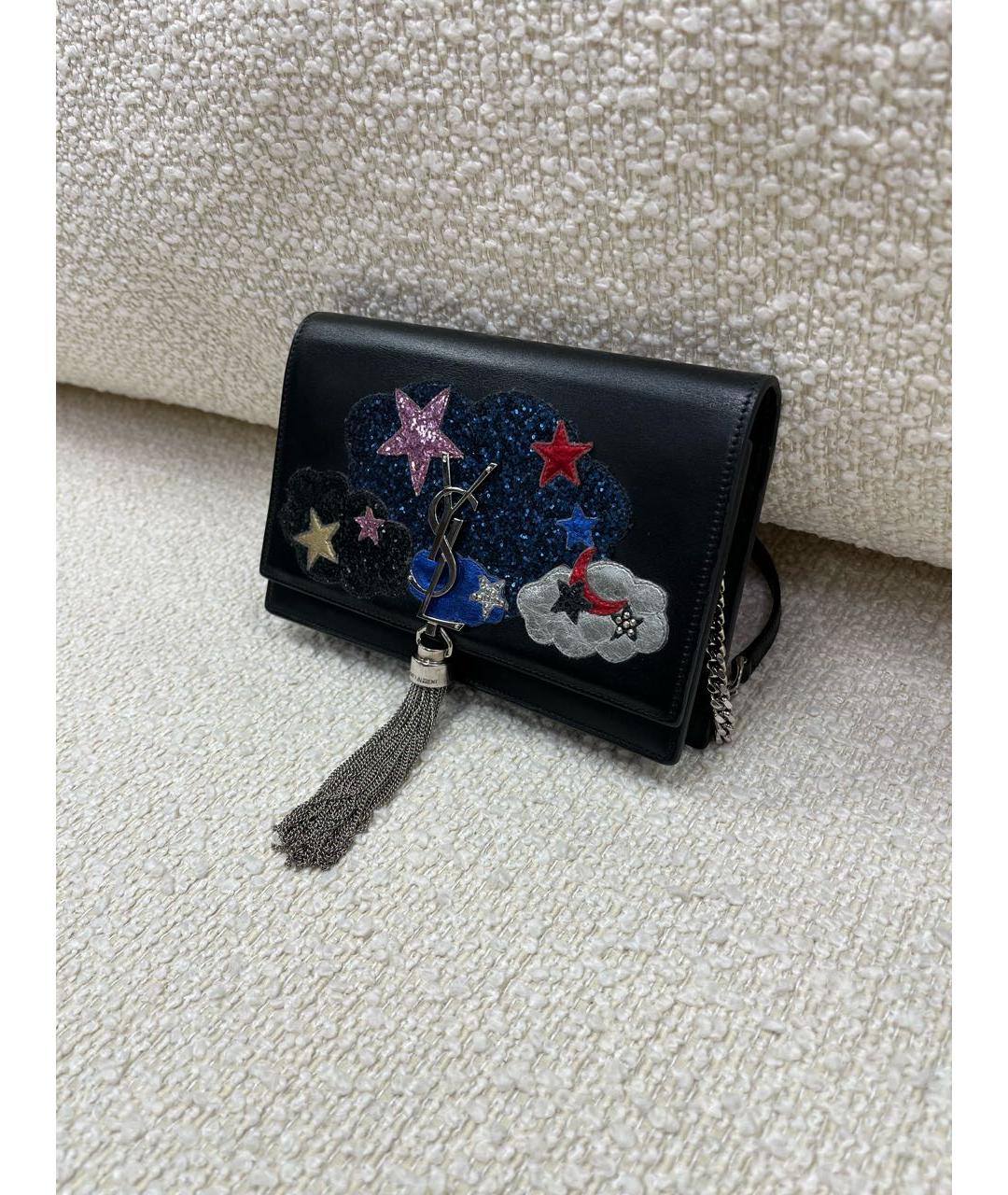 SAINT LAURENT Черная кожаная сумка через плечо, фото 6