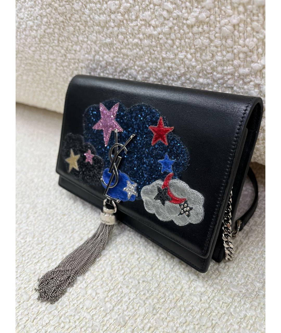 SAINT LAURENT Черная кожаная сумка через плечо, фото 8