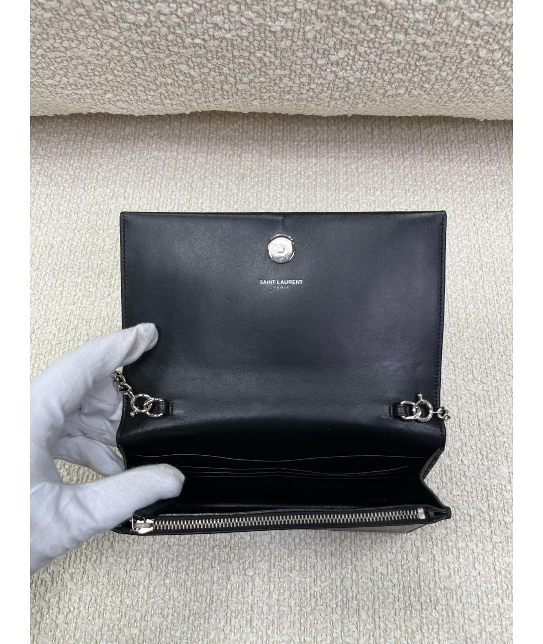 SAINT LAURENT Черная кожаная сумка через плечо, фото 4