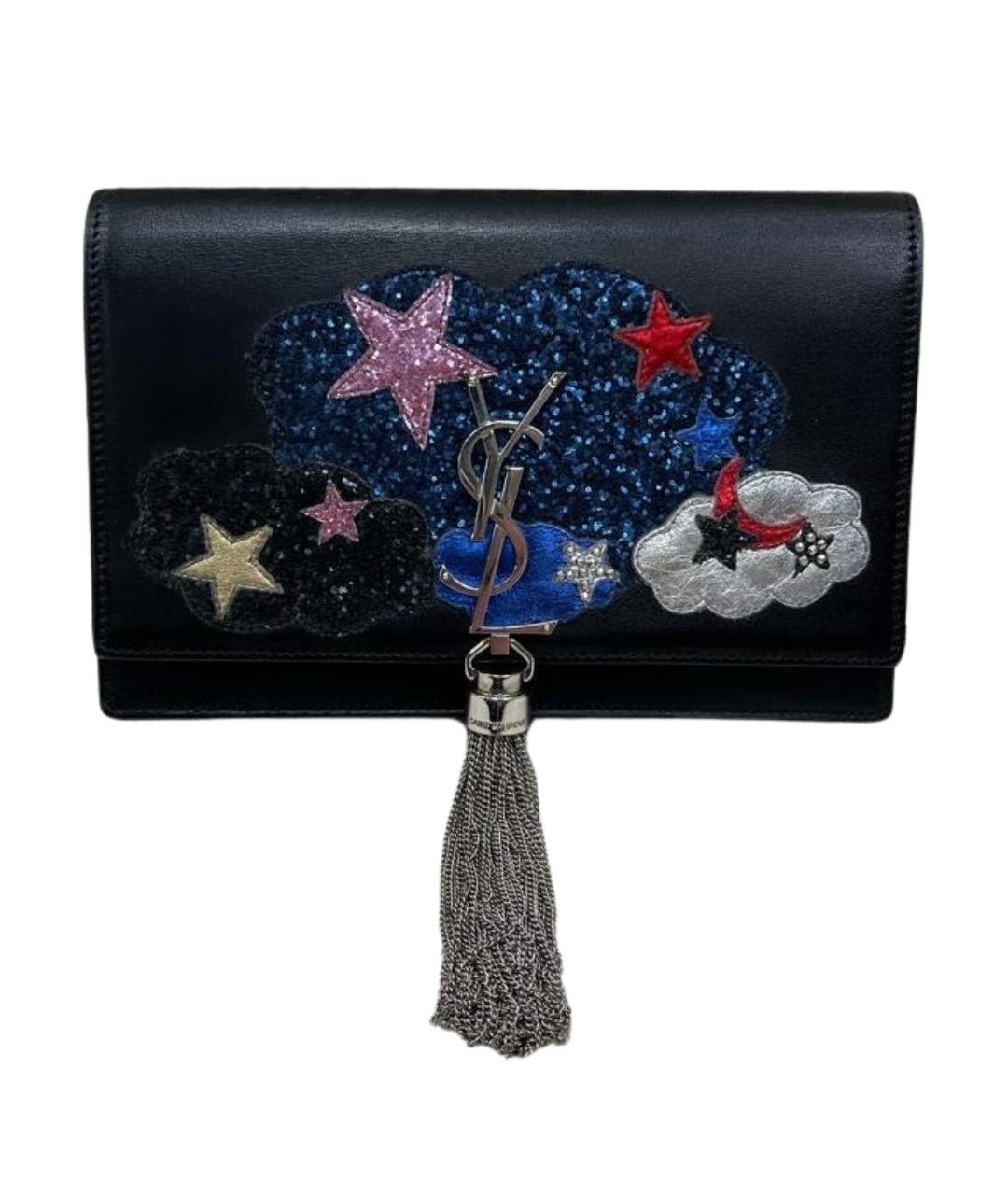 SAINT LAURENT Черная кожаная сумка через плечо, фото 1