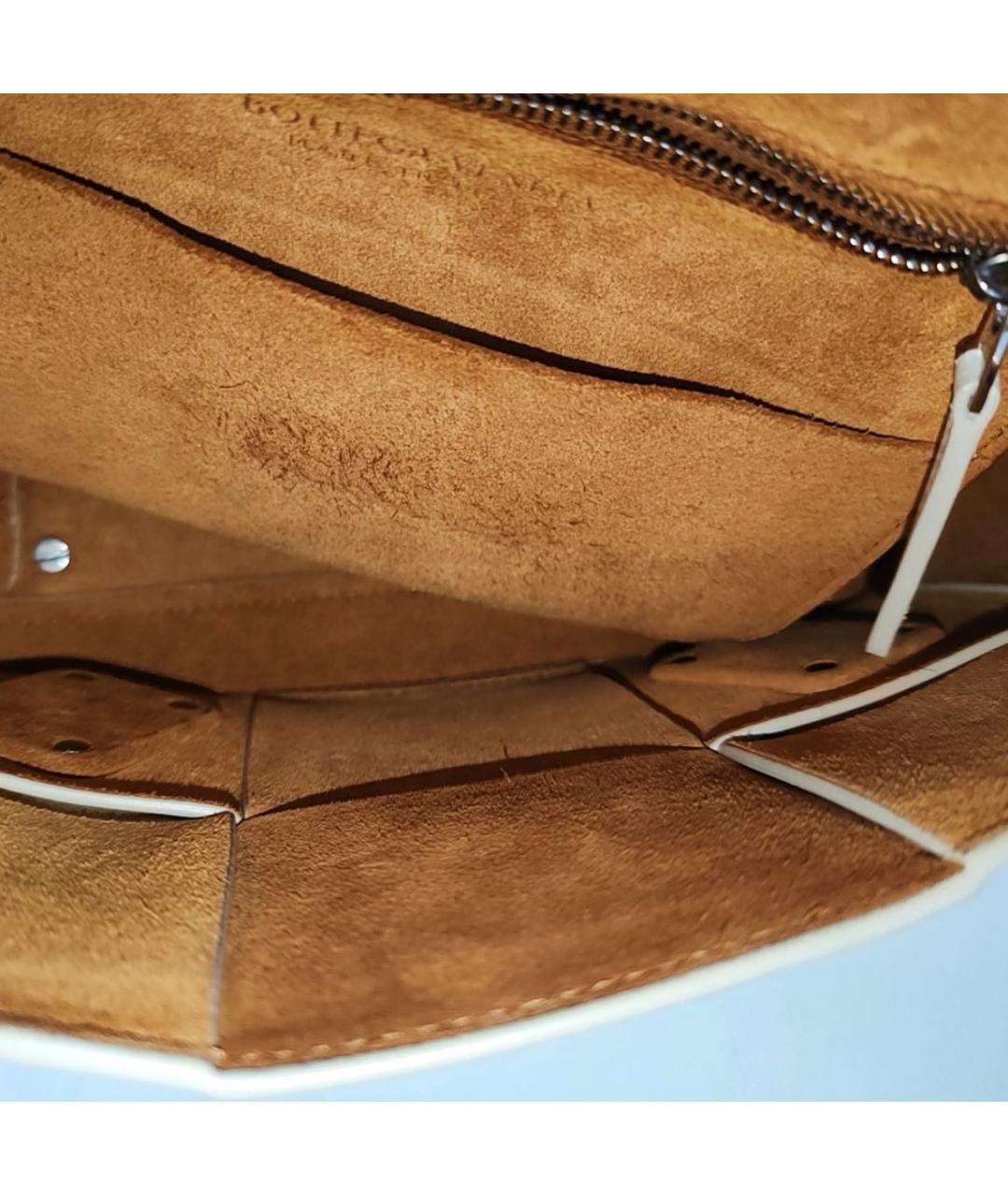 BOTTEGA VENETA Белая кожаная сумка через плечо, фото 4