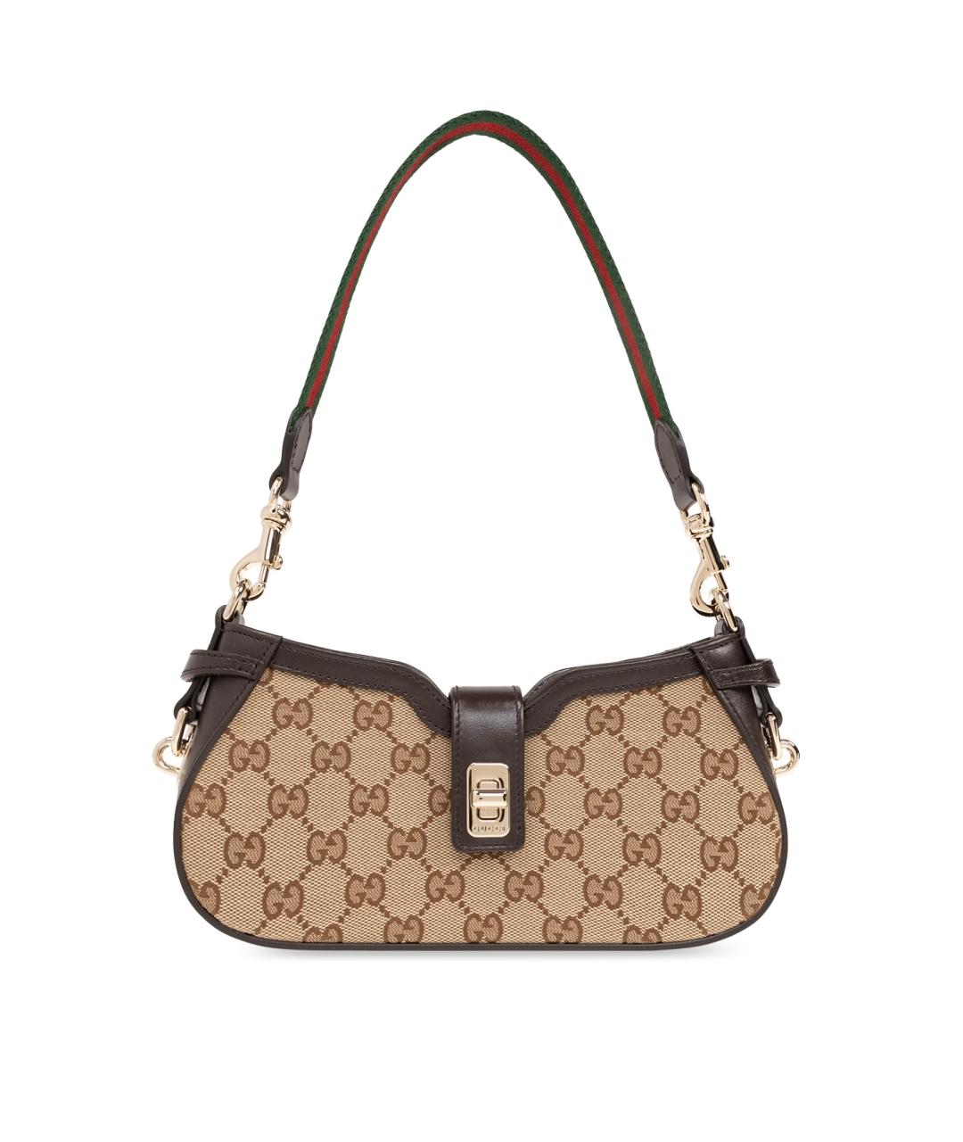 GUCCI Коричневая тканевая сумка через плечо, фото 1