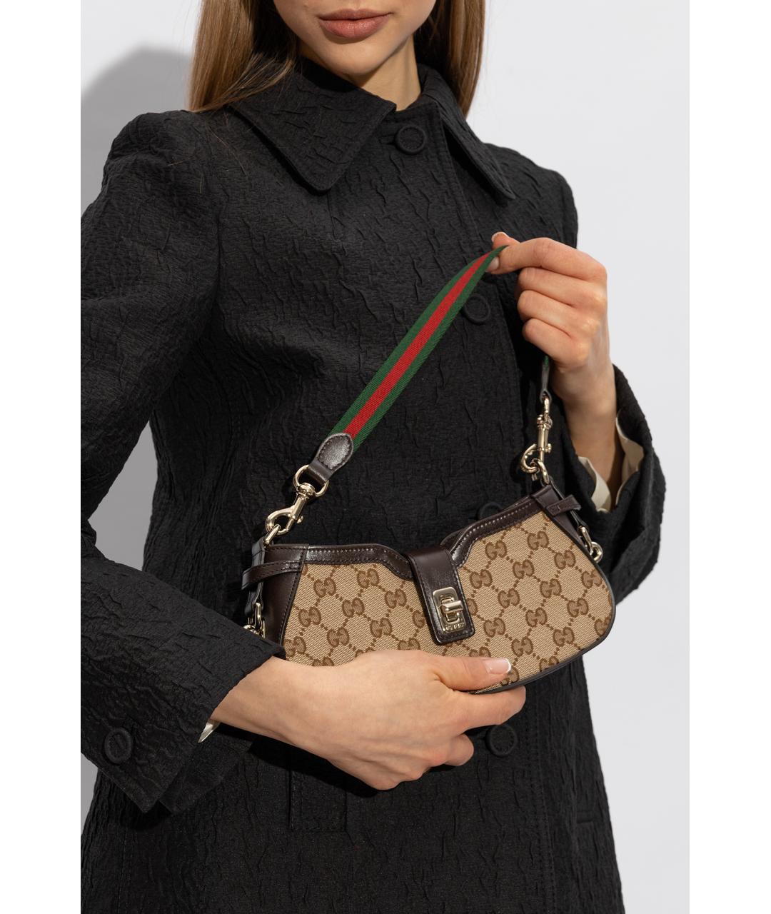 GUCCI Коричневая тканевая сумка через плечо, фото 2