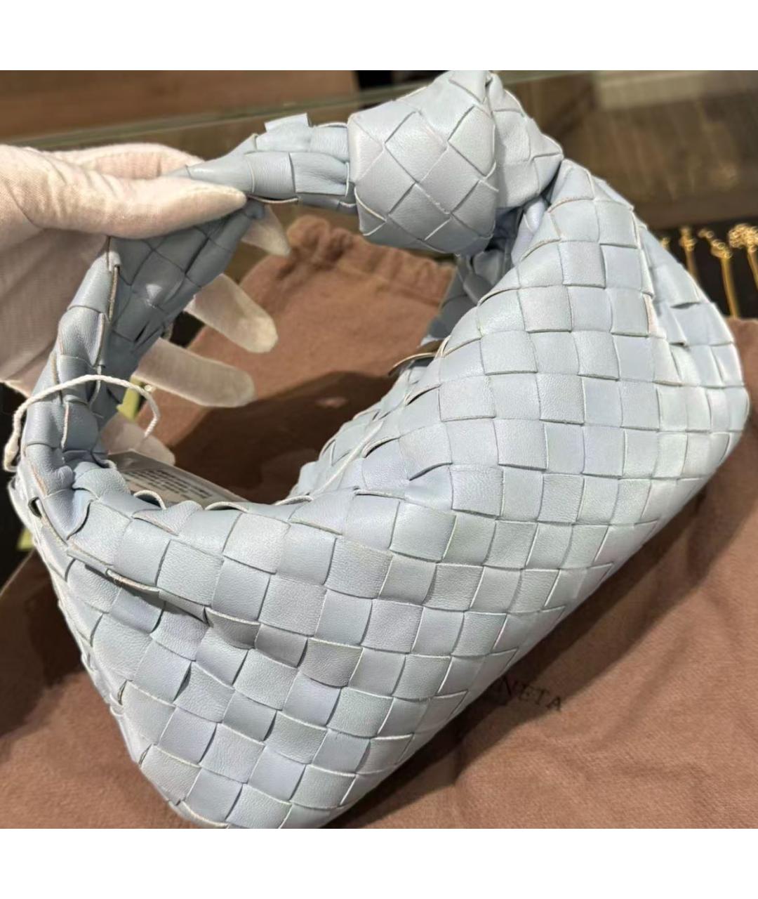 BOTTEGA VENETA Голубая кожаная сумка с короткими ручками, фото 2