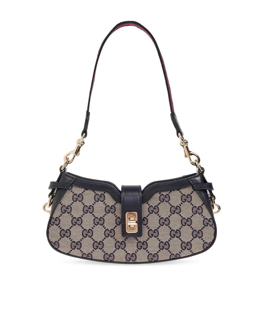 GUCCI Темно-синяя тканевая сумка через плечо, фото 1