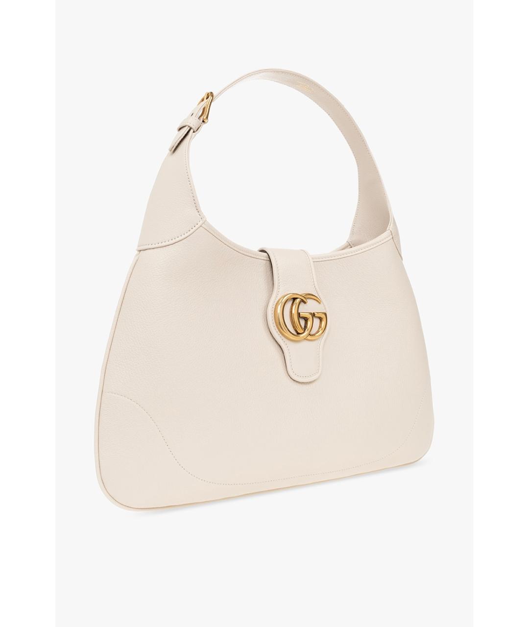 GUCCI Бежевая кожаная сумка с короткими ручками, фото 2