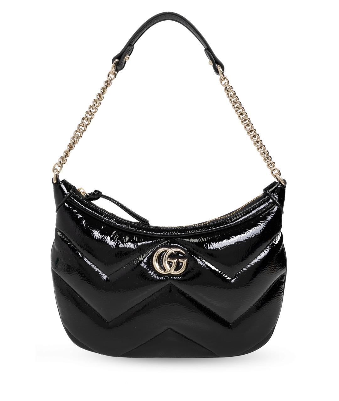 GUCCI Черная сумка с короткими ручками из лакированной кожи, фото 1