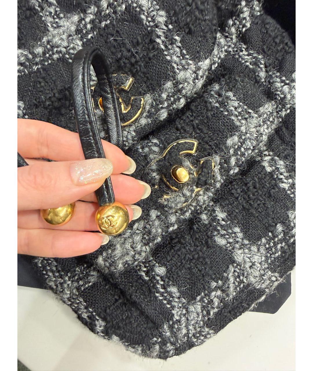CHANEL Черный твидовый рюкзак, фото 2