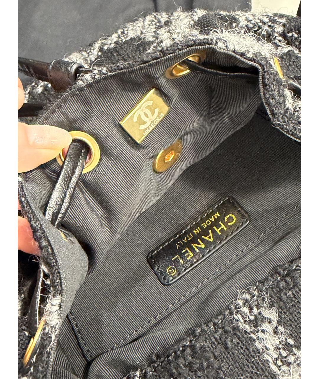 CHANEL Черный твидовый рюкзак, фото 5