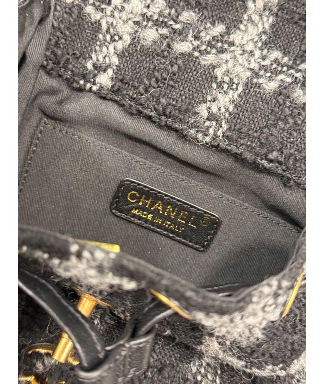 CHANEL Черный твидовый рюкзак, фото 6