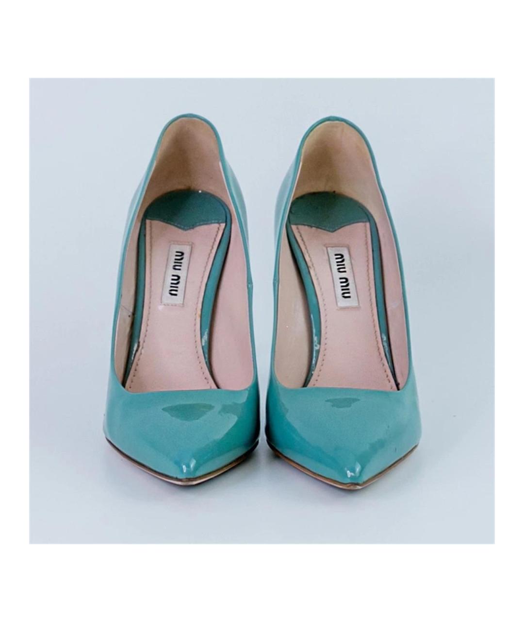 MIU MIU Бирюзовые туфли из лакированной кожи, фото 4