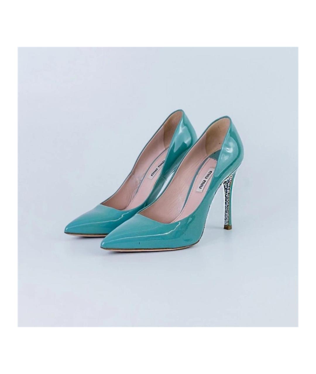 MIU MIU Бирюзовые туфли из лакированной кожи, фото 2