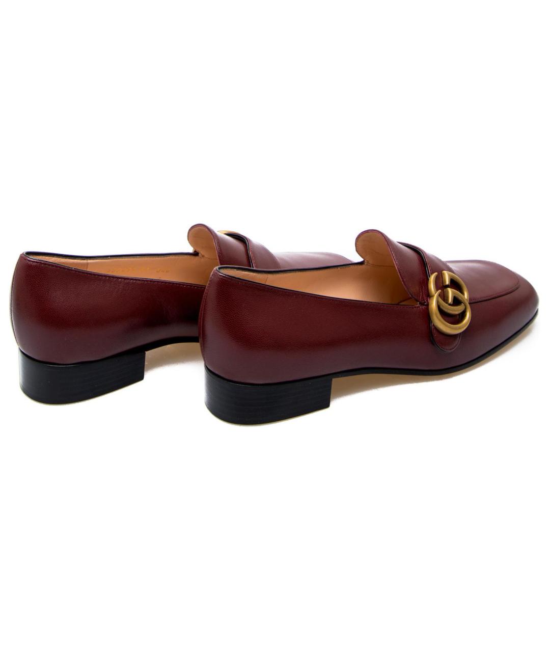 GUCCI Бордовые кожаные лоферы, фото 4
