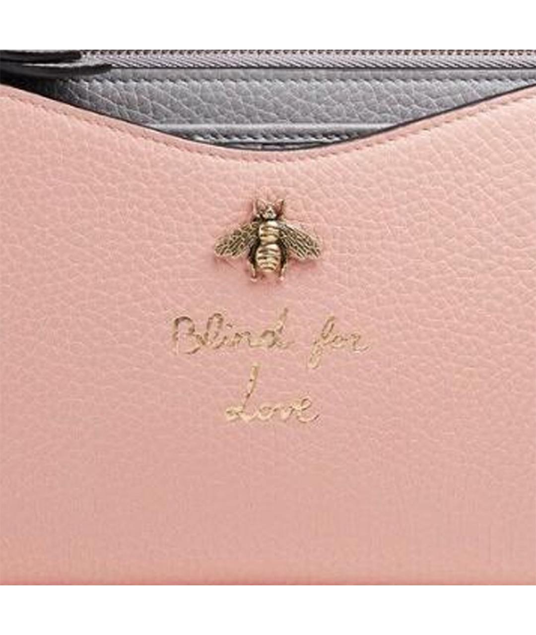 GUCCI Розовый кожаный кошелек, фото 4