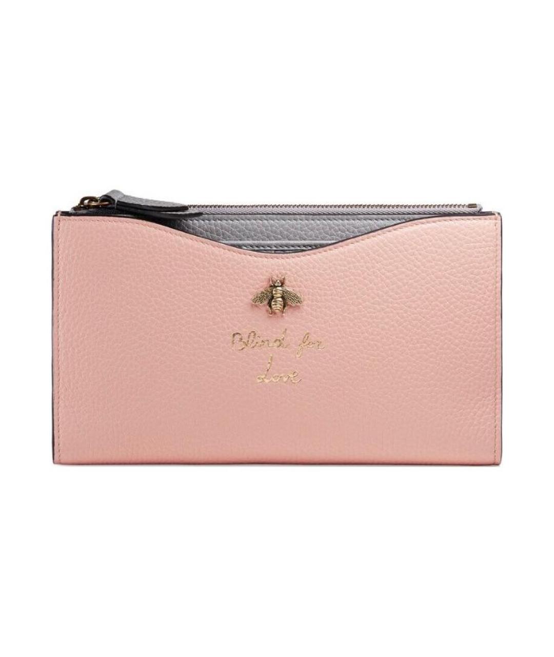 GUCCI Розовый кожаный кошелек, фото 1