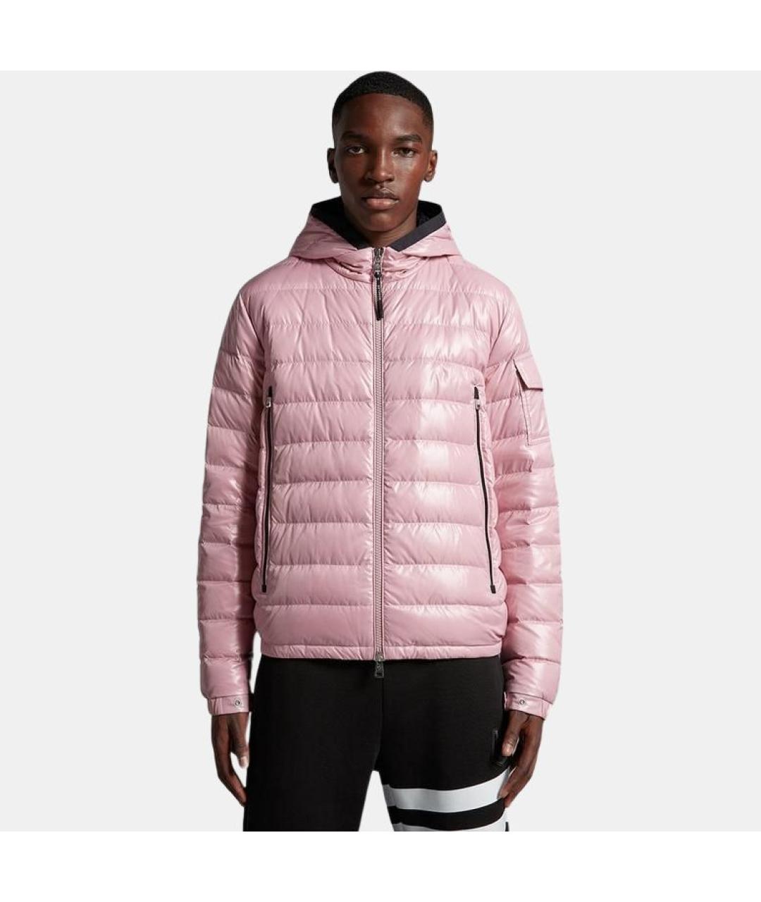 MONCLER Розовая полиамидовая куртка, фото 2