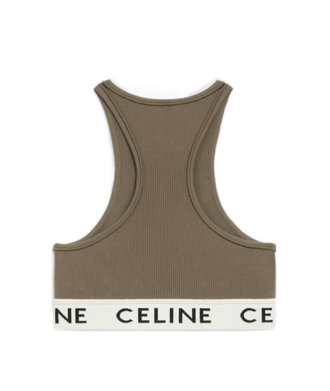 CELINE Хаки хлопковая майка, фото 2