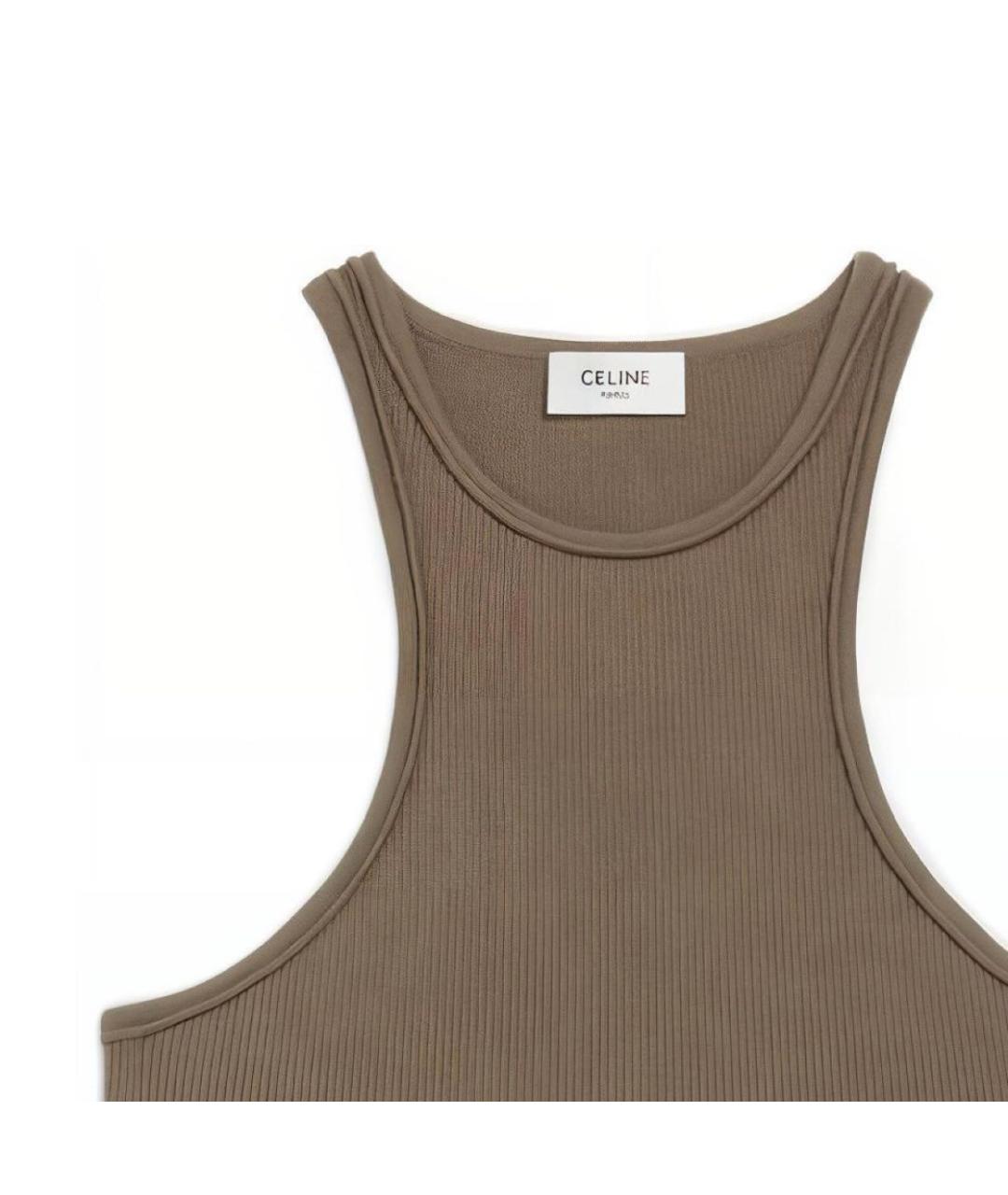 CELINE Хаки хлопковая майка, фото 3