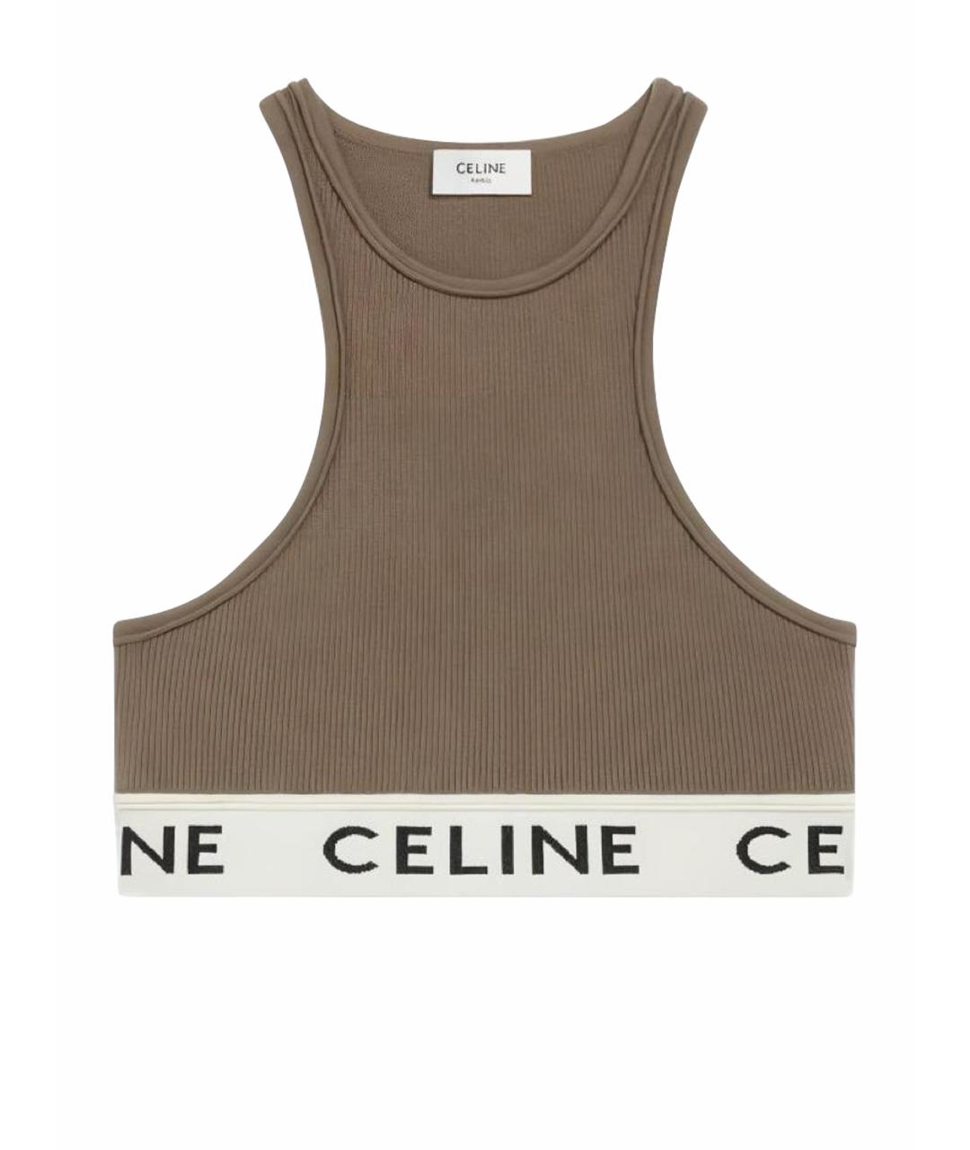 CELINE Хаки хлопковая майка, фото 1