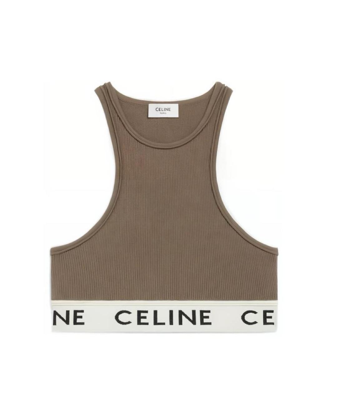 CELINE Хаки хлопковая майка, фото 4