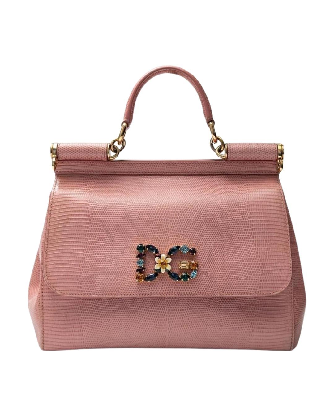 DOLCE&GABBANA Розовая кожаная сумка с короткими ручками, фото 1