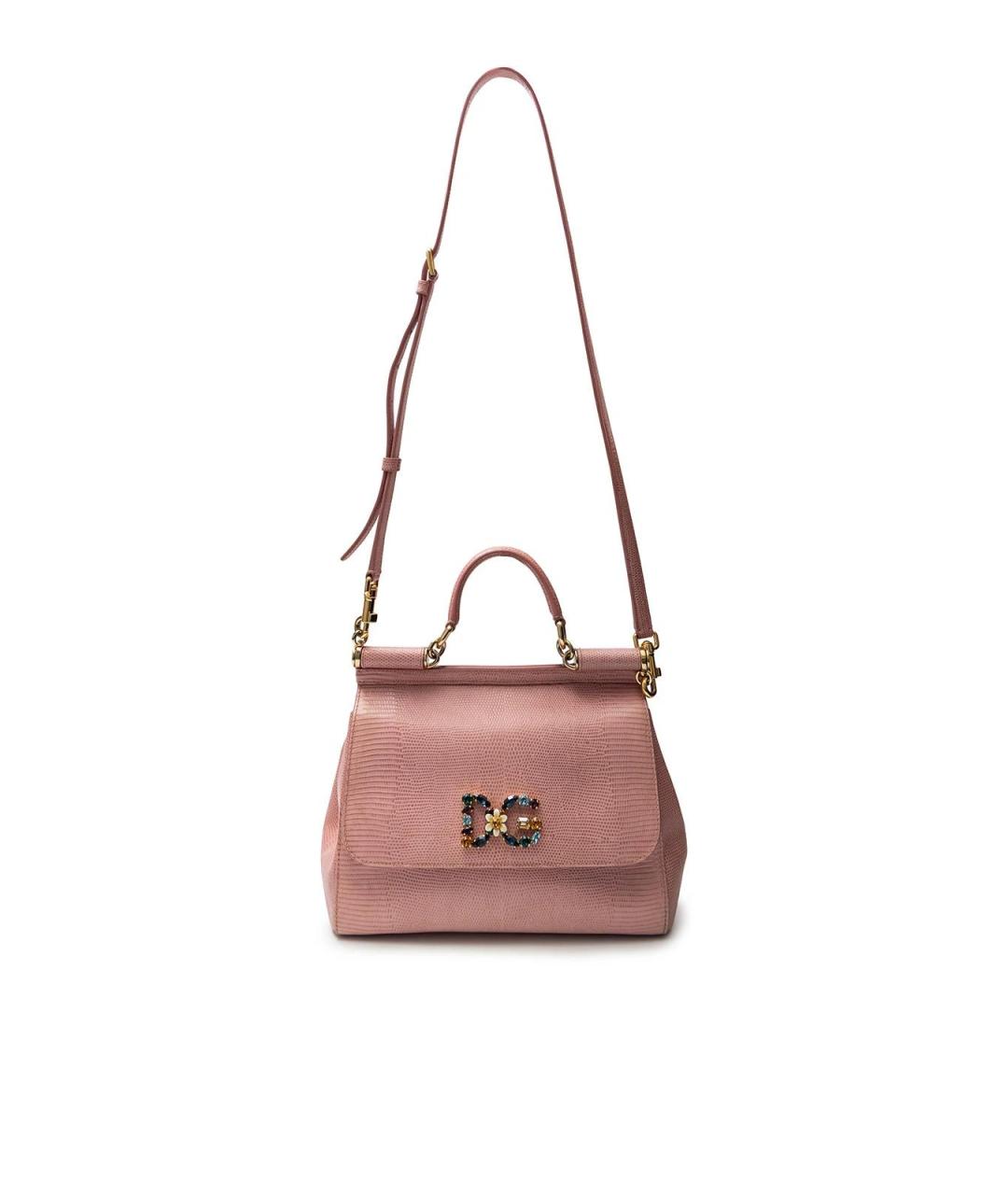DOLCE&GABBANA Розовая кожаная сумка с короткими ручками, фото 4