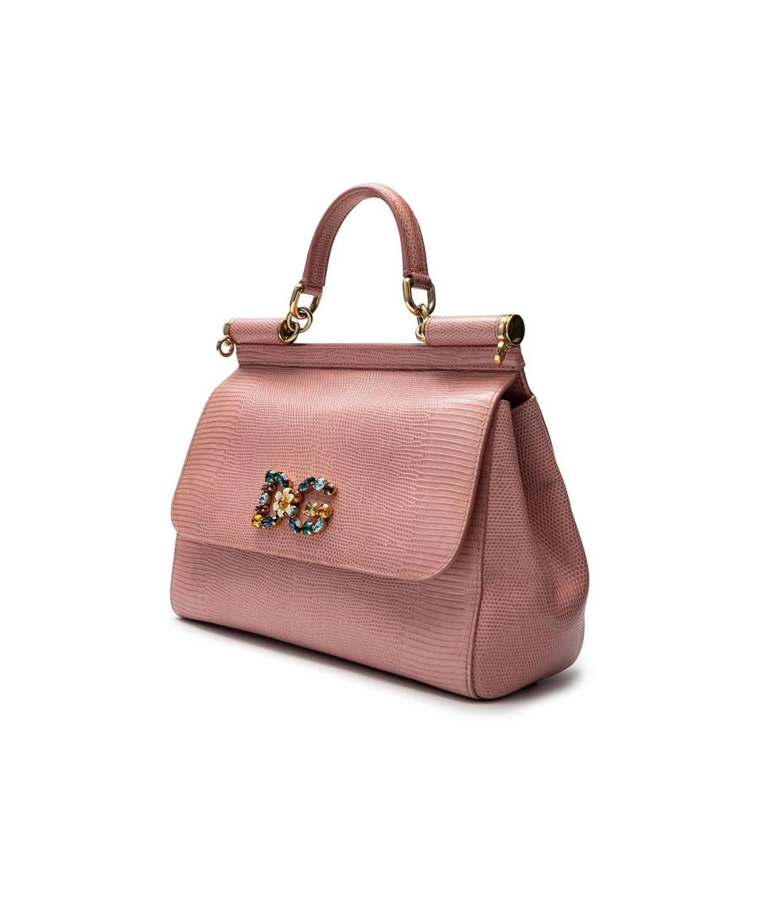 DOLCE&GABBANA Розовая кожаная сумка с короткими ручками, фото 2