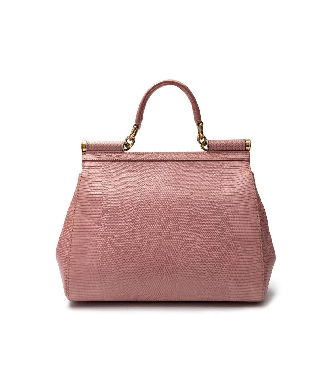 DOLCE&GABBANA Розовая кожаная сумка с короткими ручками, фото 3
