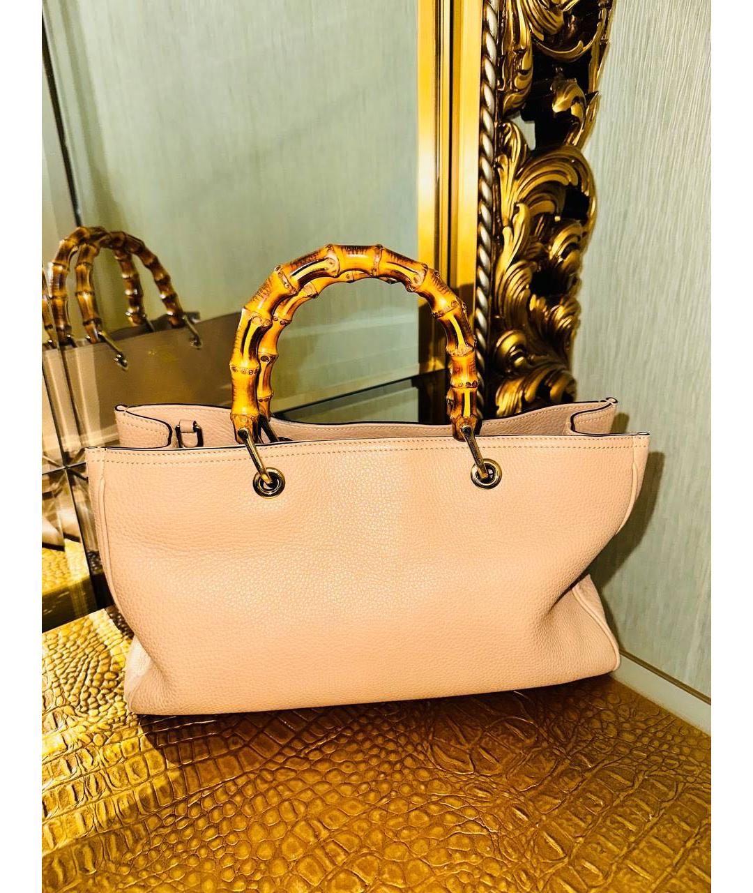 GUCCI Бежевая кожаная сумка с короткими ручками, фото 7