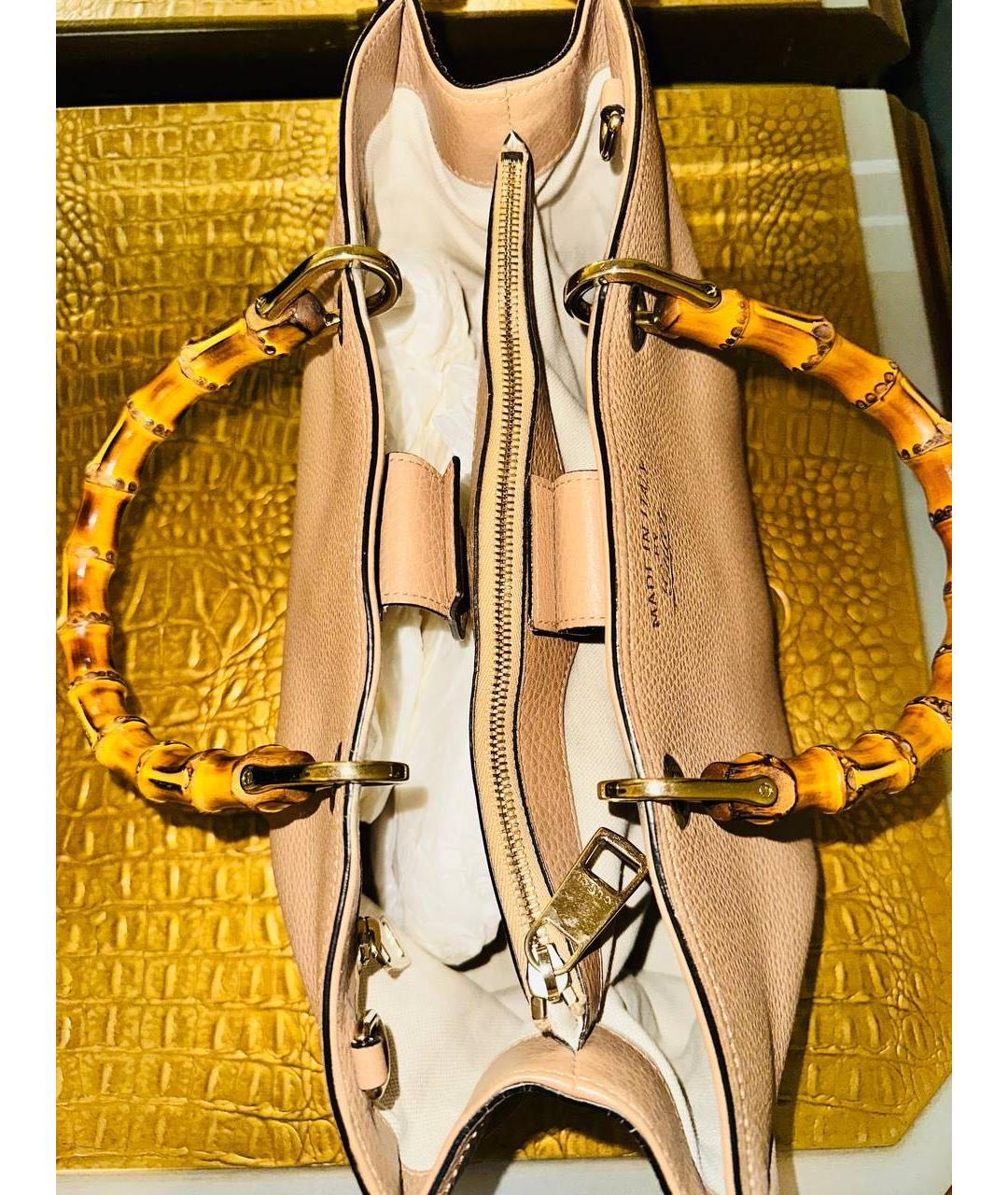 GUCCI Бежевая кожаная сумка с короткими ручками, фото 8