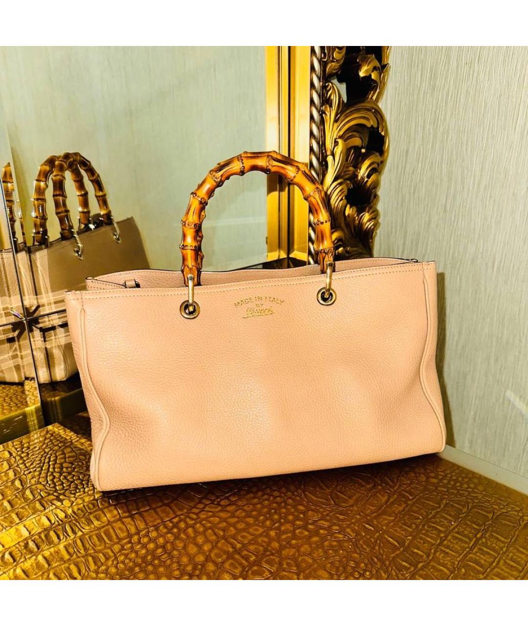 GUCCI Бежевая кожаная сумка с короткими ручками, фото 9