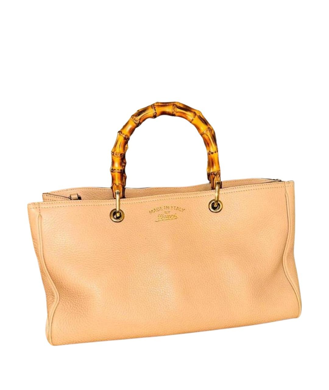 GUCCI Бежевая кожаная сумка с короткими ручками, фото 1