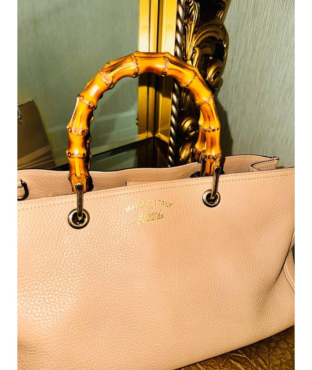 GUCCI Бежевая кожаная сумка с короткими ручками, фото 2