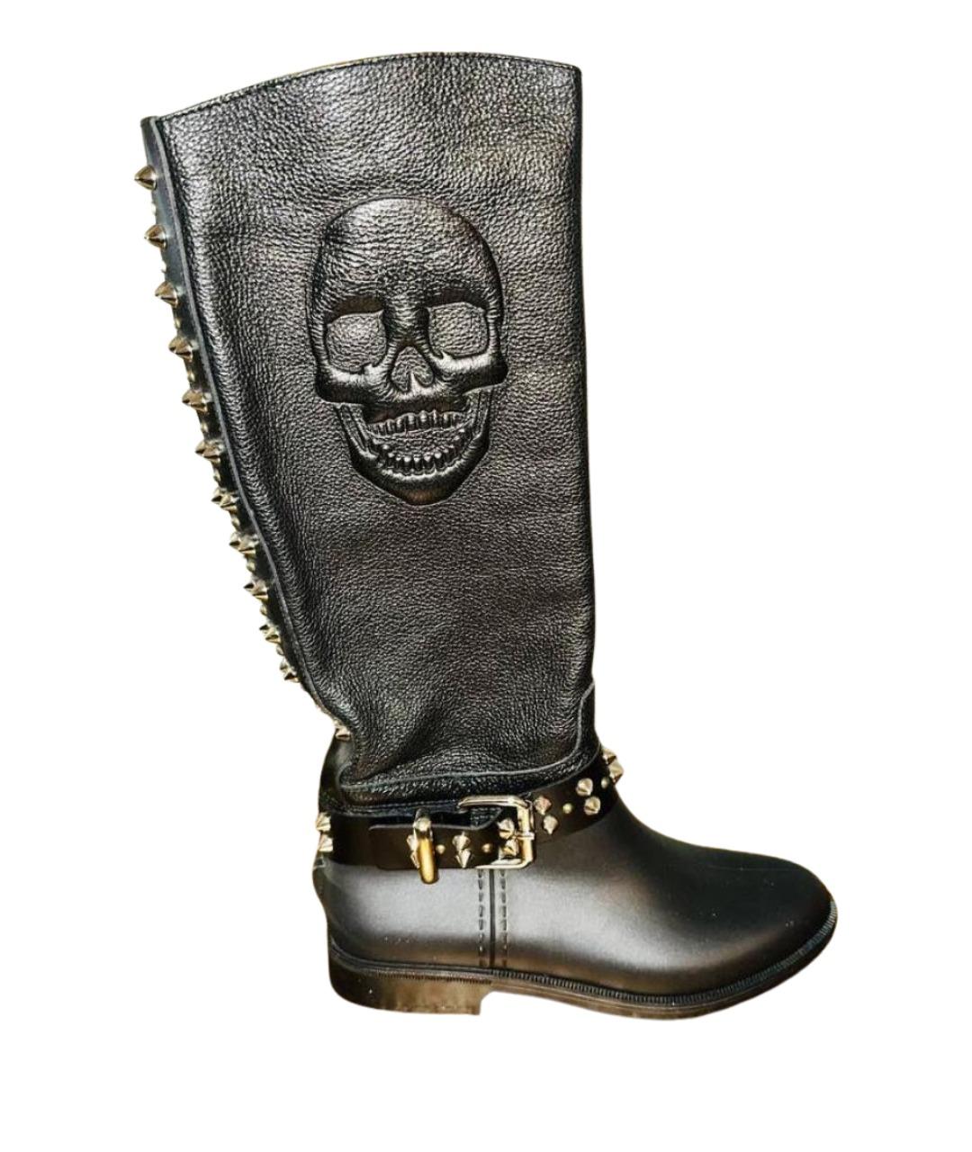 PHILIPP PLEIN Черные кожаные ботинки, фото 1