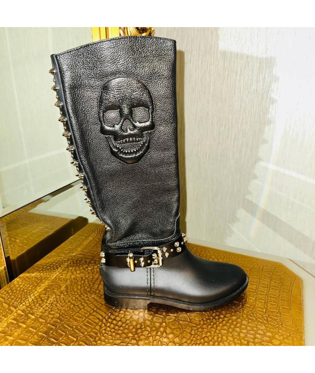 PHILIPP PLEIN Черные кожаные ботинки, фото 6