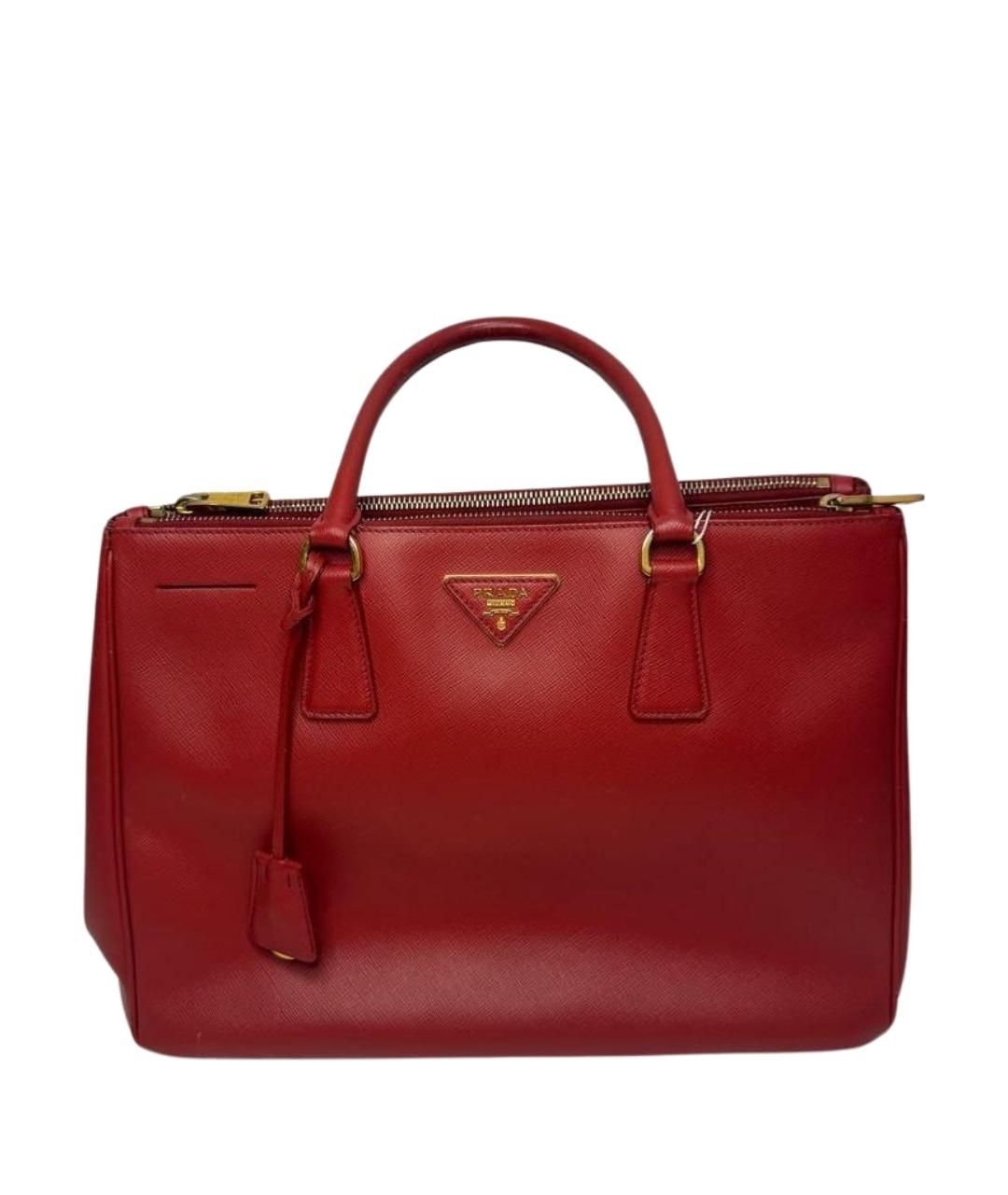 PRADA Красная кожаная сумка с короткими ручками, фото 1