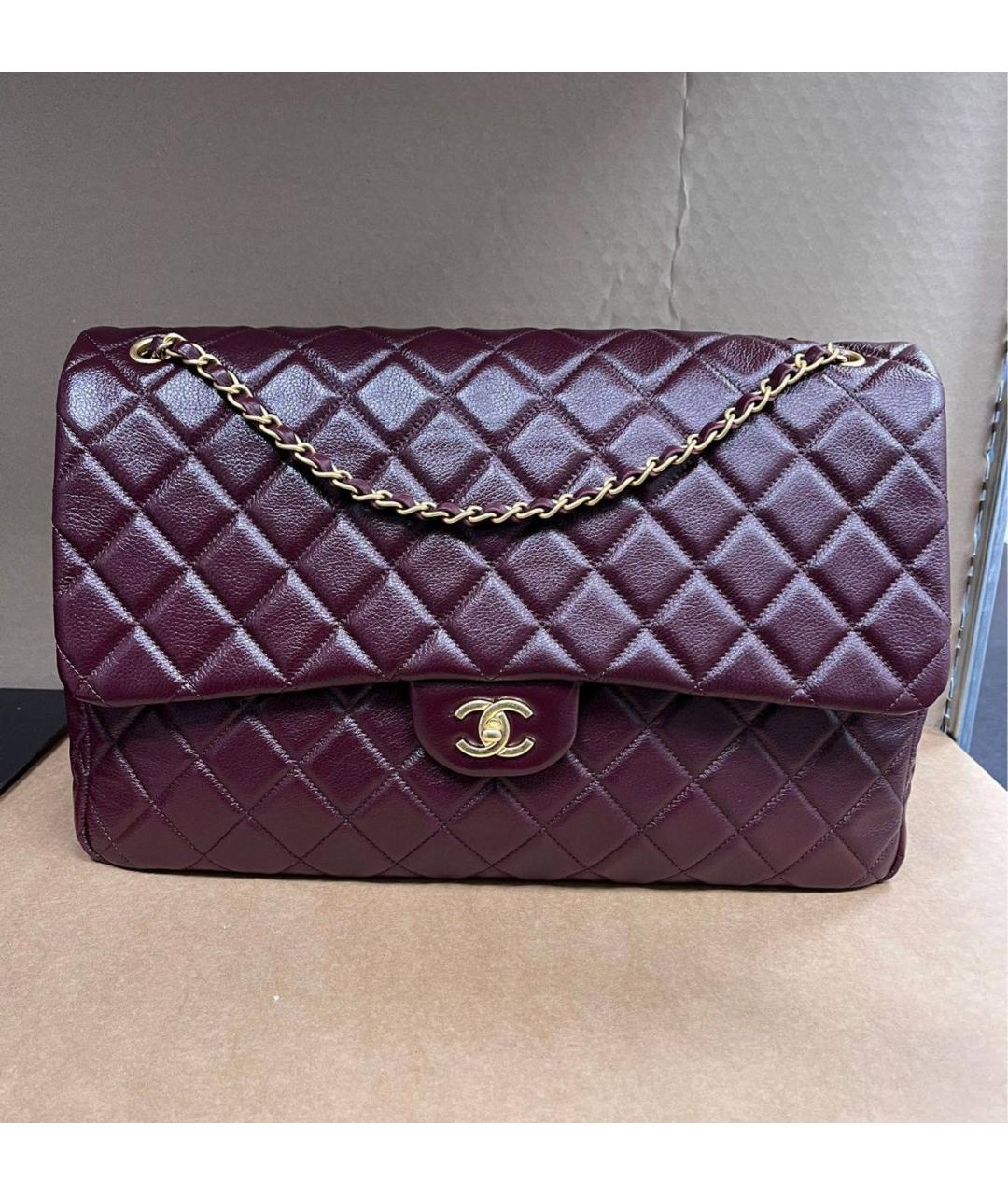 CHANEL Бордовая кожаная сумка через плечо, фото 3