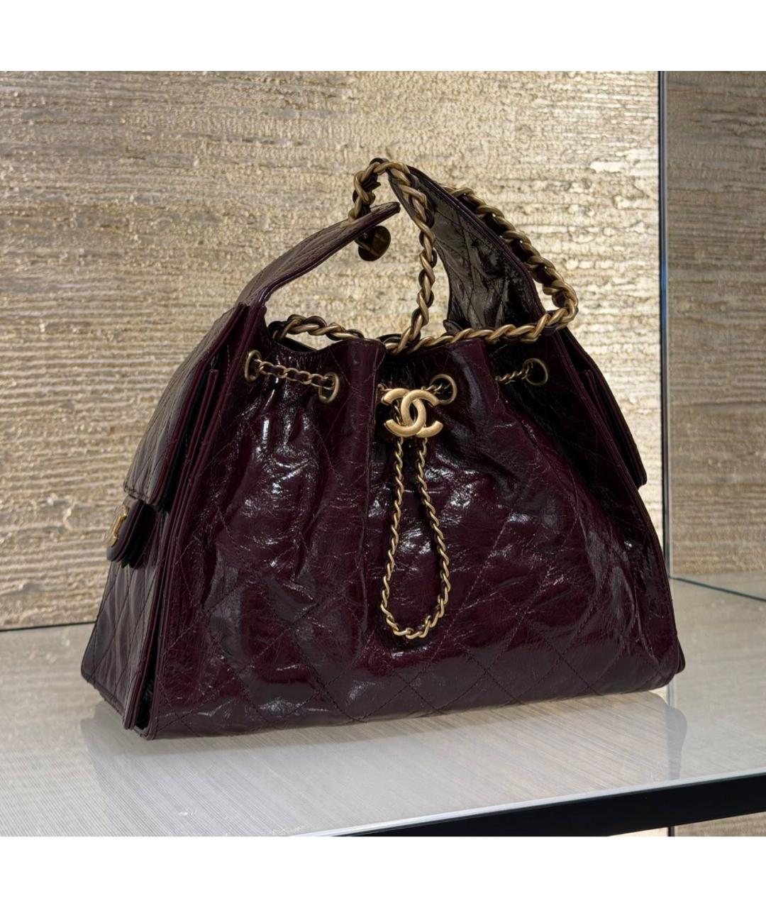 CHANEL Бордовая сумка тоут из лакированной кожи, фото 3