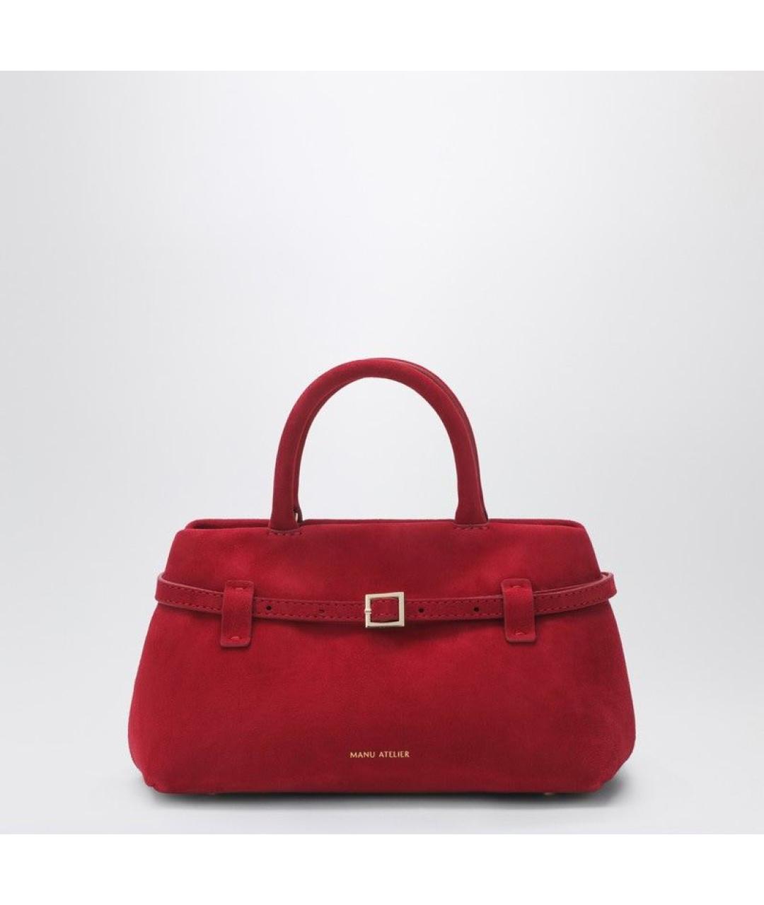 MANU ATELIER Красная замшевая сумка тоут, фото 5
