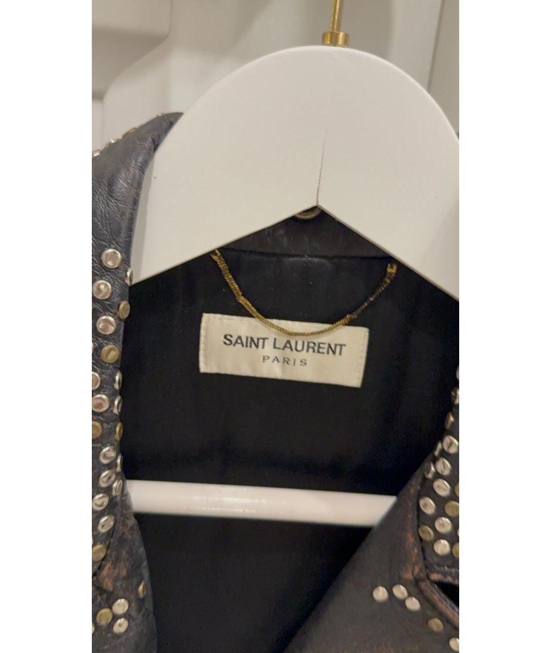 SAINT LAURENT Коричневая кожаная куртка, фото 3