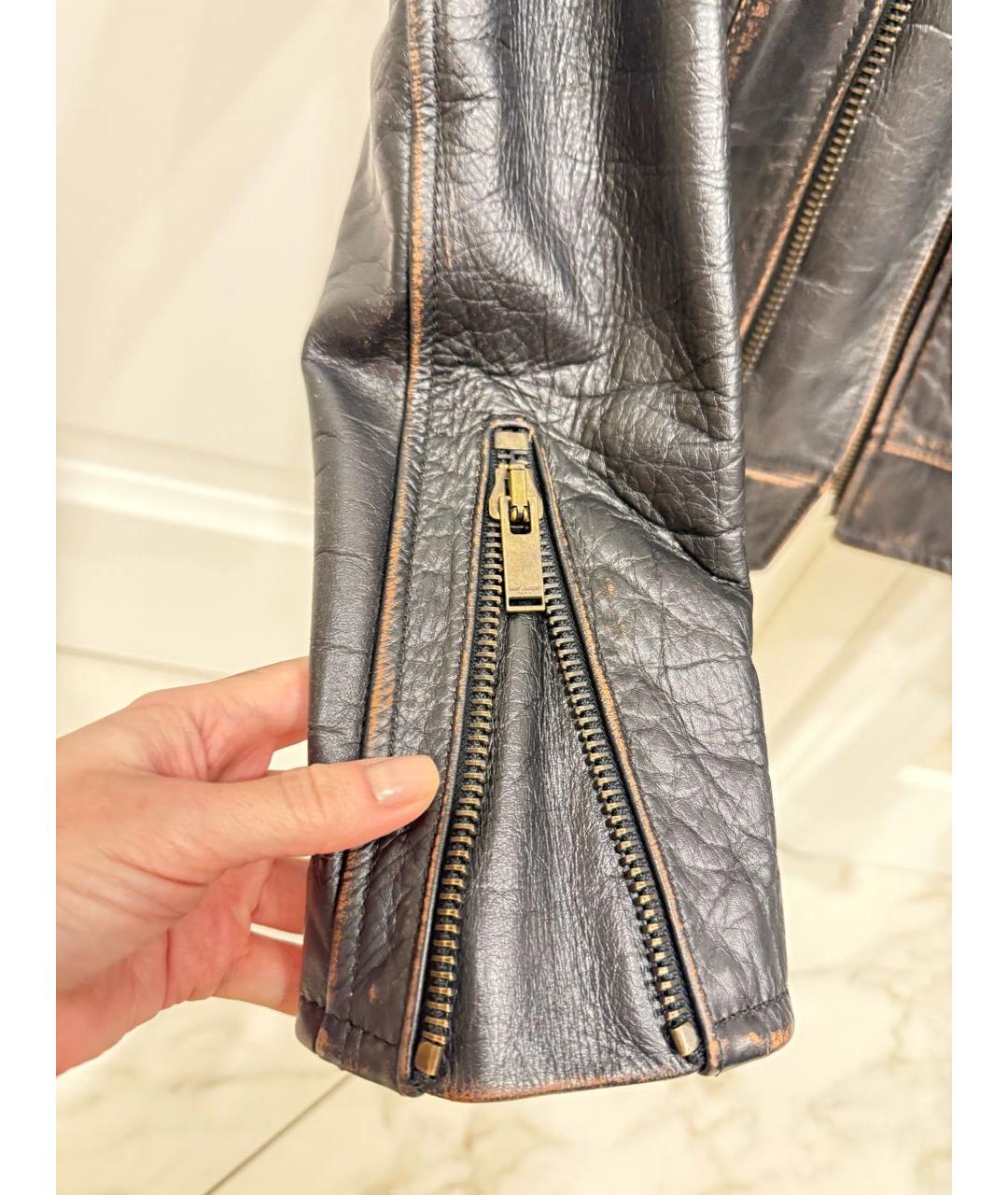 SAINT LAURENT Коричневая кожаная куртка, фото 7