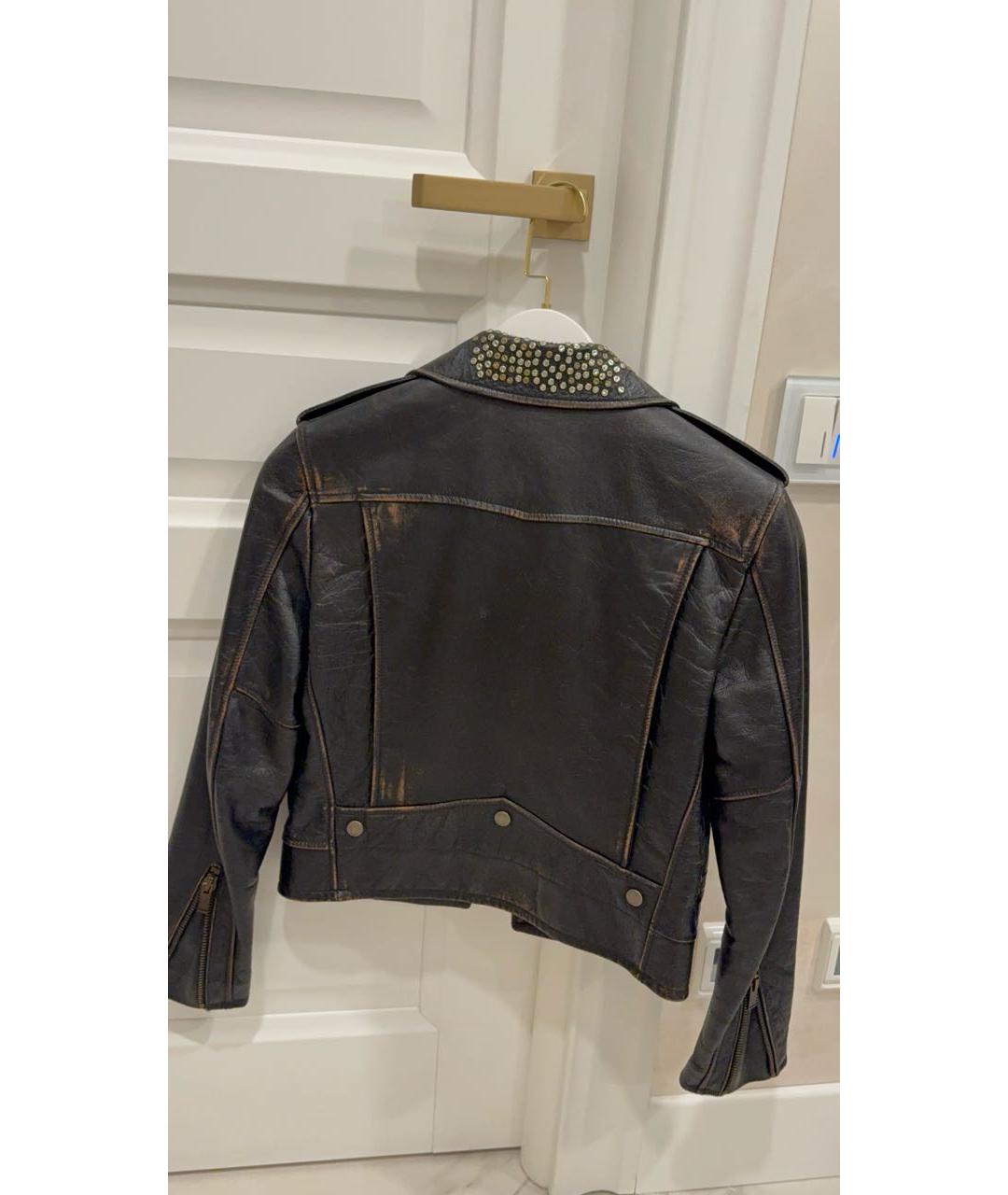 SAINT LAURENT Коричневая кожаная куртка, фото 2