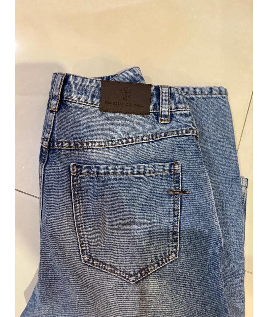 BRUNELLO CUCINELLI Синие хлопковые джинсы слим, фото 3
