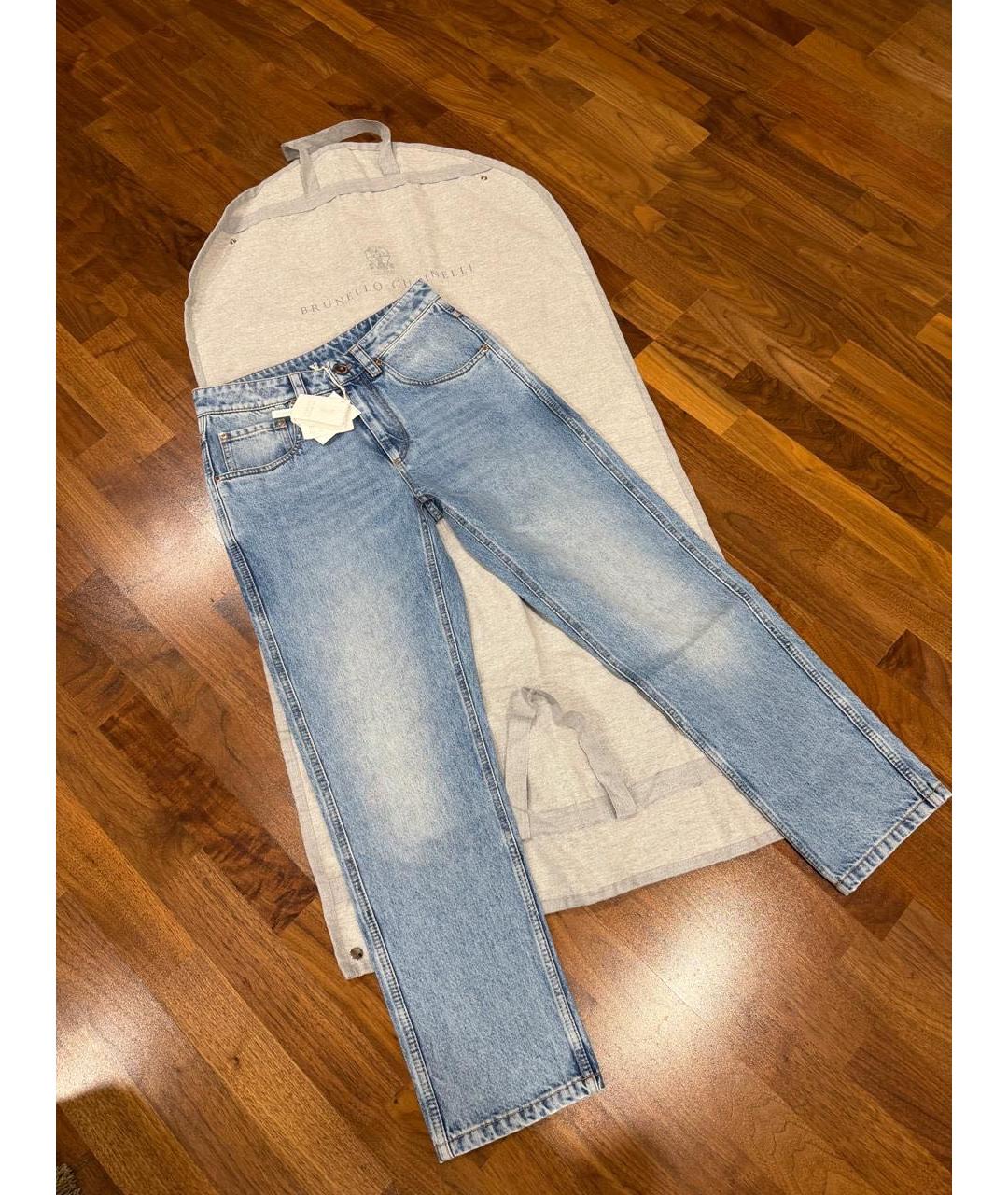 BRUNELLO CUCINELLI Синие хлопковые джинсы слим, фото 4