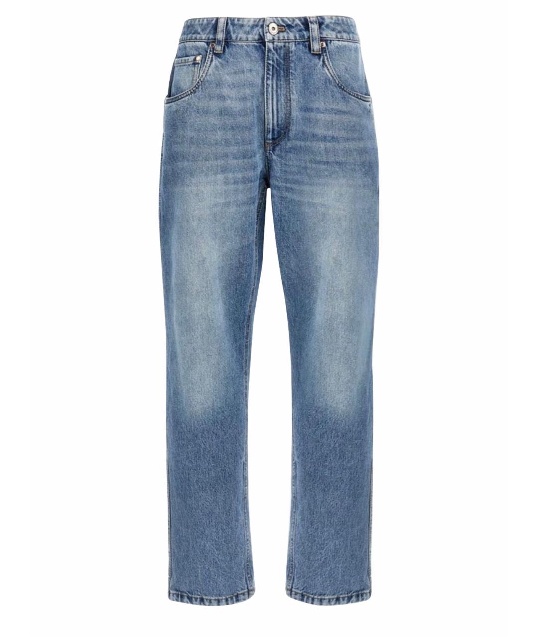 BRUNELLO CUCINELLI Синие хлопковые джинсы слим, фото 1